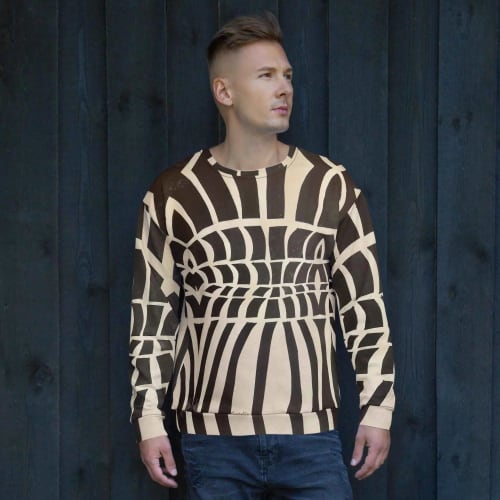 Unisex Sweatshirt - Optical Web - Black & White Illusion Art | Work by Eman's Gallery
