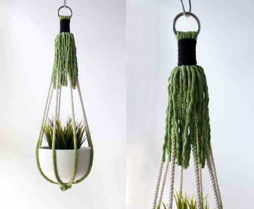 Tassel-Free Macrame Plant Hanger – Apple Green – 26” Hand-Dyed Indoor Planter | Plants & Landscape by Freefille