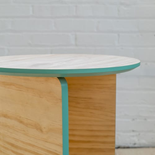 Handmade Round Pine Side Table: Modern Accent Table | Tables by Spacecraft Furnishing