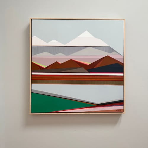 Original 30x30 Geometric Mountain Landscape | Vista by Shilo Ratner | Work by Shilo Ratner
