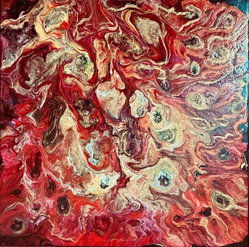Love Burns – Red & Gold Abstract Acrylic Painting | Paintings by Eman's Gallery