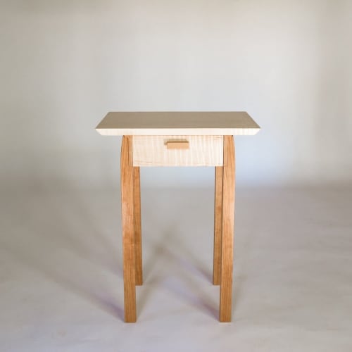 End Table with Drawer – Tiger Maple with Cherry | Tables by Mokuzai Furniture