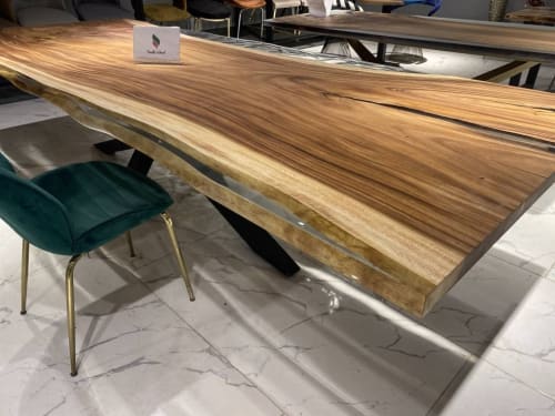 Suar Epoxy Table - Wooden Dining Table With Clear Epoxy | Tables by Tinella Collection