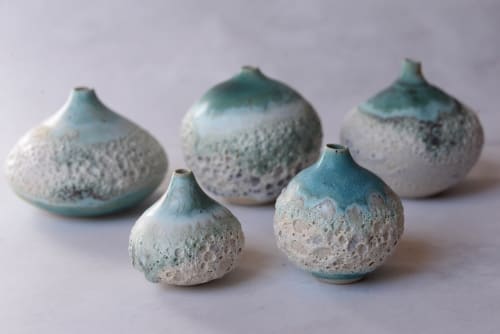 Reef Turquoise semi-porcelain bud vase, minimal nordic | Vases & Vessels by Laima Ceramics