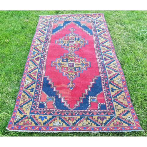 Oriental Turkish Oushak , Rug, Handknotted Wool 3'10" X 6'9" | Rugs by Vintage Pillows Store