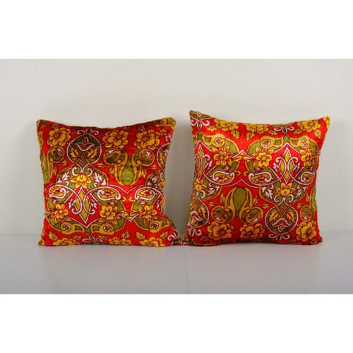 Set of Two Turkish Velvet Pillow Cover 20'' x 20'' | Linens & Bedding by Vintage Pillows Store