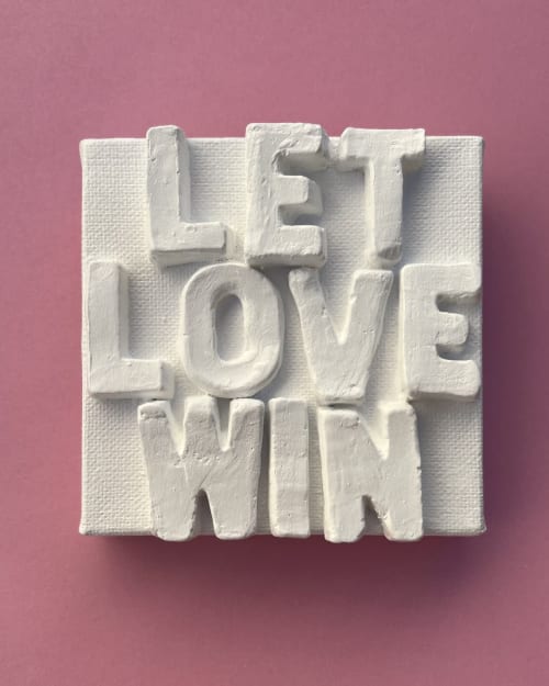 Let Love Win 4" x 4" | Mixed Media in Paintings by Emeline Tate