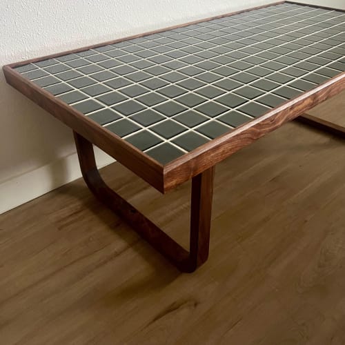 Mid-Century Modern Tile-Top-Coffee Table — Solid Black Walnut | Tables by Warnkestudio