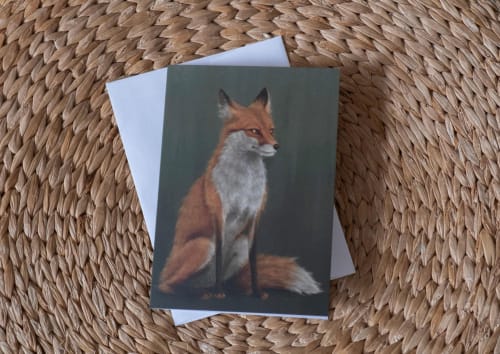 Woodland Fox Greeting Card – 5x7 Blank Art Card, Wildlife Painting | Gift Cards by The Ugly Cat Studio