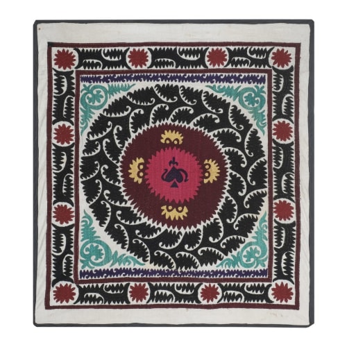 Suzani Tapestry - Pink Bukhara Uzbek Table Cloth - Tribal Em | Linens & Bedding by Vintage Pillows Store