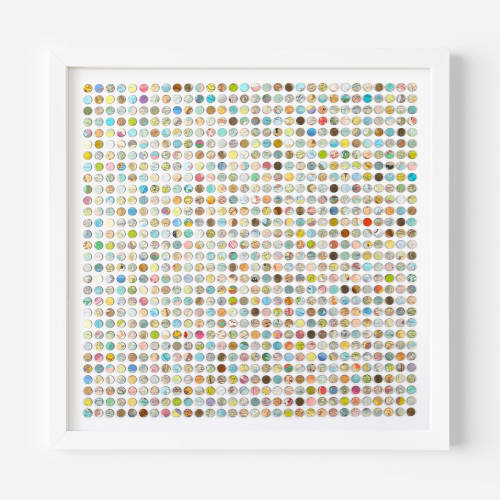 Nine Hundred Map Dots Collage With Gold Leaf | Paintings by Amelia Coward