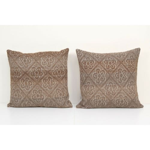 20" x 22" Set Vintage Geometric Organic Kilim Pillow | Linens & Bedding by Vintage Pillows Store