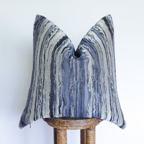Black, Navy & Silver Stripes Pillow 22x22 | Pillows by Vantage Design