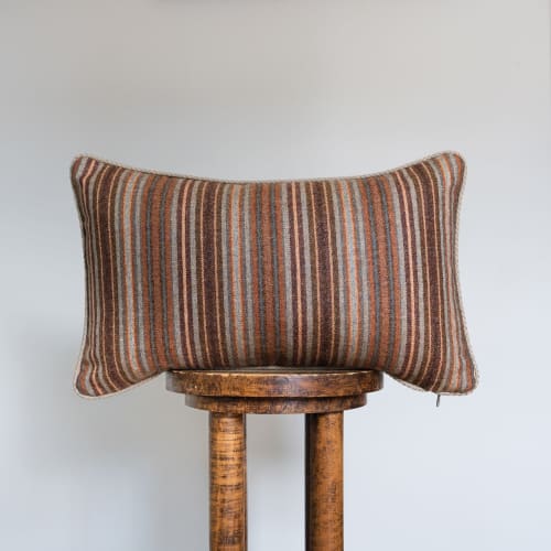 Southwestern Colored Striped Wool Lumbar Pillow 14x22 | Pillows by Vantage Design