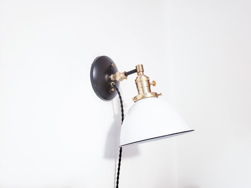 Adjustable Bedside Reading Wall Light - Matte Black & White | Sconces by Retro Steam Works