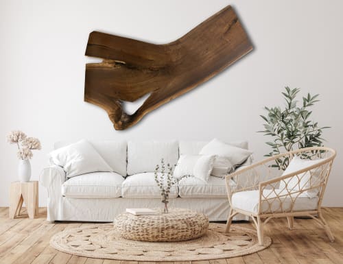 Live Edge Black Walnut Wood Wall Art or Wooden Headboard | Wall Sculpture in Wall Hangings by Carlberg Design