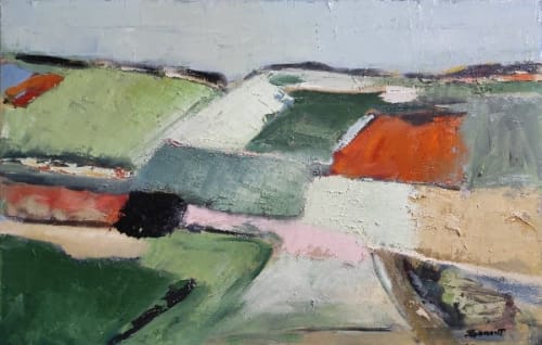 Green Landscape | Oil And Acrylic Painting in Paintings by Sophie DUMONT