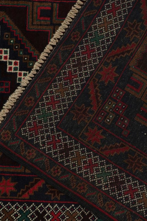 Vintage Baluch Afghan rug in Red & Blue with Geometric Patterns, by Rug & Kilim | Rugs by Rug a