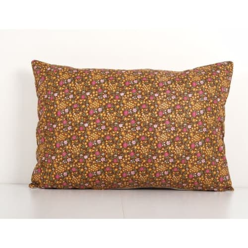 Old Uzbek Trade Cloth Pillow, Vintage Floral Roller Print Be | Pillows by Vintage Pillows Store