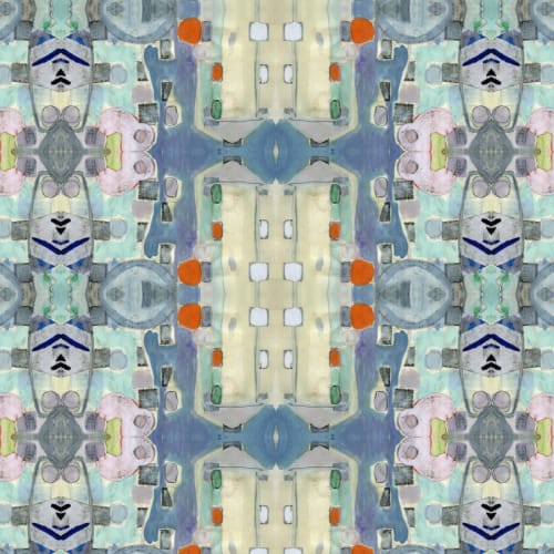 Darkness and Light, Sapphire | Fabric in Linens & Bedding by Philomela Textiles & Wallpaper