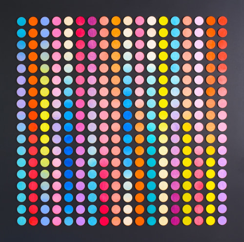 Three Hundred And Twenty Four Ombre Stripe Dots Painting, Black | Paintings by Amelia Coward
