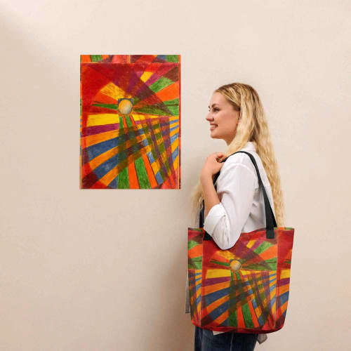 Tote Bag - Solar Burst - Colourful Geometric Abstract | Work by Eman's Gallery