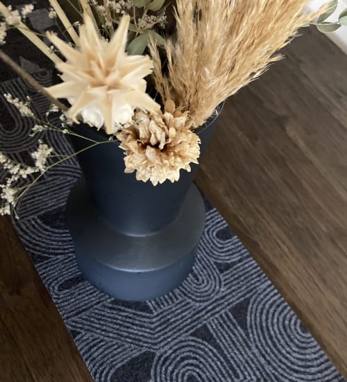Table Runner Merino Wool 'Rake' Charcoal | Linens & Bedding by Lorraine Tuson