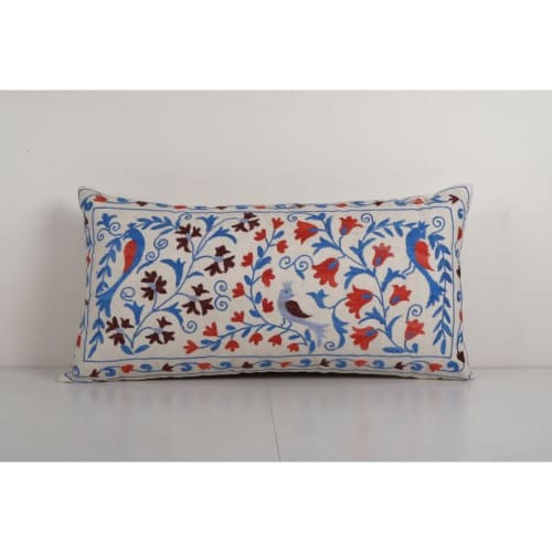 Suzani Body Pillow Made from a Vintage Uzbek Suzani, Embroid | Pillows by Vintage Pillows Store