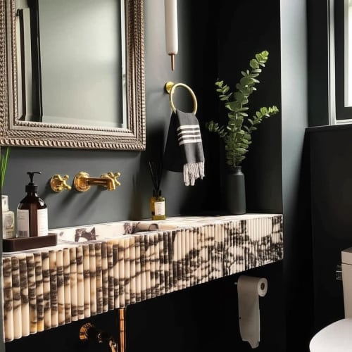 Modern Design Fluted Calacatta Viola Marble Sink : A Unique Work of Art for Your Bathroom | Water Fixtures by AYMARBLEDESIGN LLC