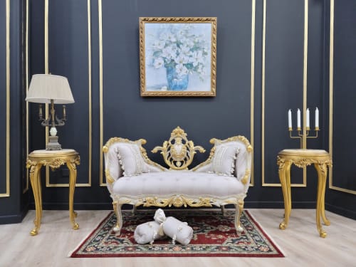 French Style Settee/ Stressed with Gold Leaf accent Finish/ | Couch in Couches & Sofas by Art De Vie Furniture