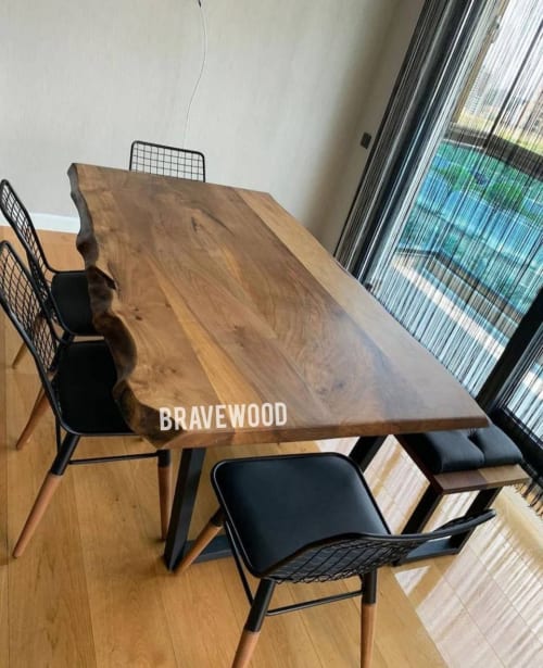 Custom walnut table, log table, dinner table | Tables by Brave Wood