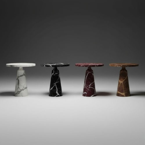 Carrara Side Table, Brutalist Modern Accent Table | Water Fixtures by AYMARBLEDESIGN LLC