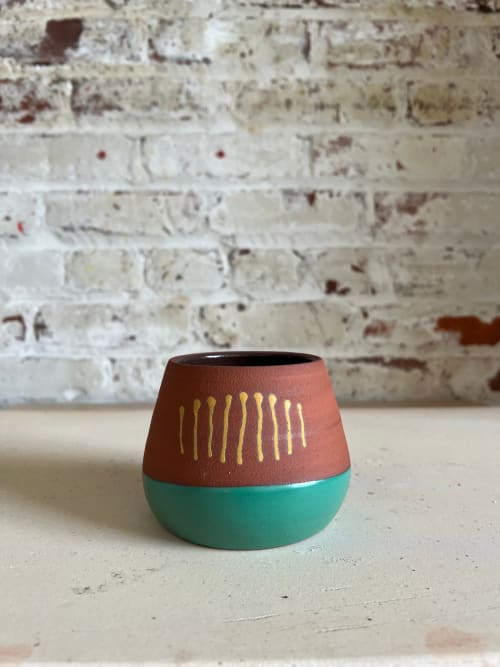 Albuquerque Planter, Teal and Squash | Vases & Vessels by Mineral Ceramics