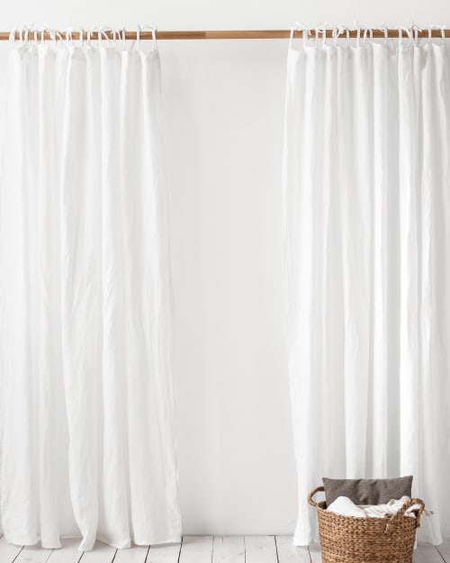 Tie Top Linen Curtain Panel (1 Pcs) | Curtains & Drapes by MagicLinen