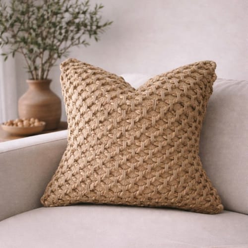Braided Jute Boho Chic Pillow Cover 20" | Pillows by Busa Designs