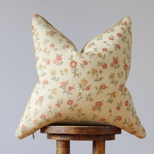 Embroidered Floral Matelessé Decorative Pillow 20x20 | Pillows by Vantage Design