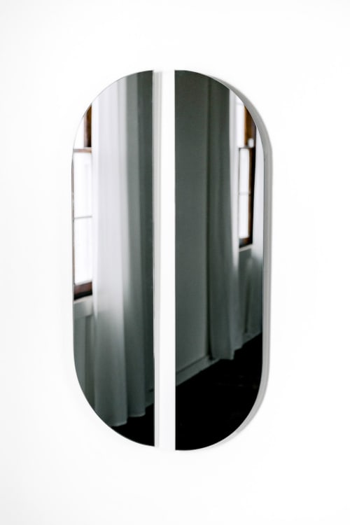 "Aria Refract"-Racetrack Mirror Reflected Set in Smoke Tint | Decorative Objects by Candice Luter Art & Interiors