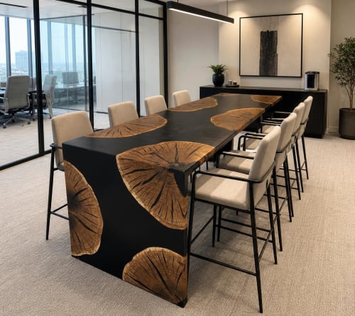 Black Epoxy & Oak Wood Executive Table | Tables by Pelican S