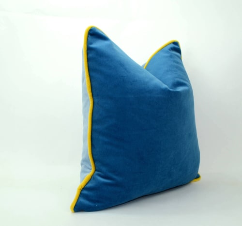 color block velvet pillow // blue velvet cushion // blue | Pillows by velvet + linen