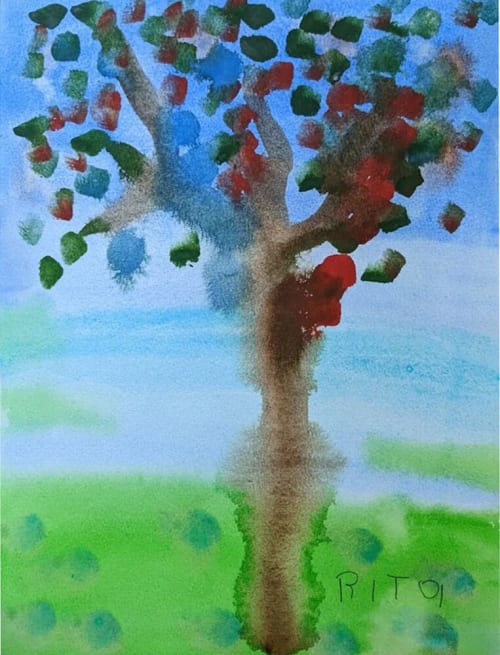 Tree in Fall - Original Watercolor | Paintings by Rita Winkler - "My Art, My Shop" (original watercolors by artist with Down syndrome)