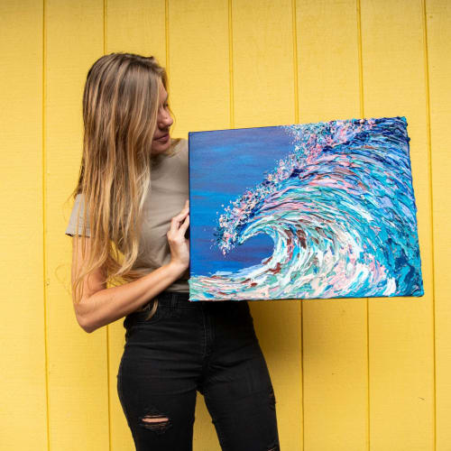 Heavy Texture Wave Custom Painting | Oil And Acrylic Painting in Paintings by Monika Kupiec Abstract Art
