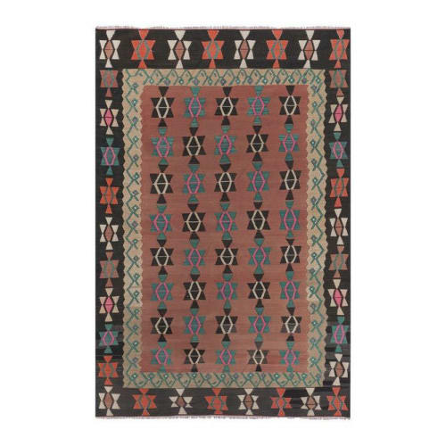 70s Vibrant Colors Striped Design Turkish Kilim Rug | Rugs by Vintage Pillows Store