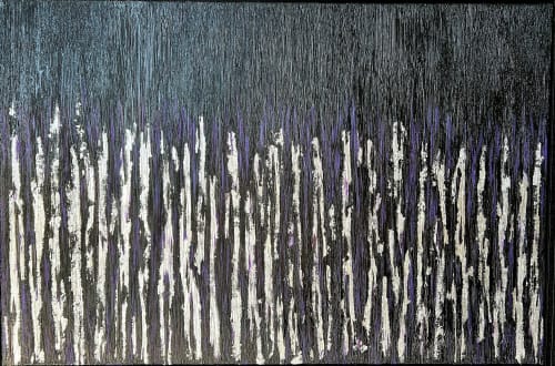 Abstract black silver leaf modern textured painting canvas | Paintings by Berez Art
