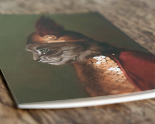 Viking Cat Greeting Card – Fierce Warrior Feline Art (5"x7") | Gift Cards by The Ugly Cat Studio