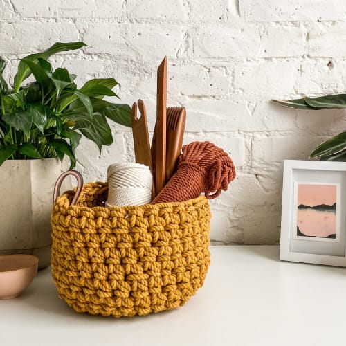 Chelsea Rope Basket With Leather Handle | Storage Basket in Storage by Flax & Twine