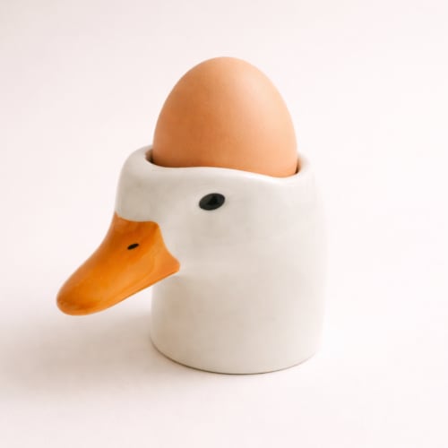 A Ceramic Duck Egg Cup – Handmade Breakfast Egg Holder | Dinnerware by 4AM Product Design