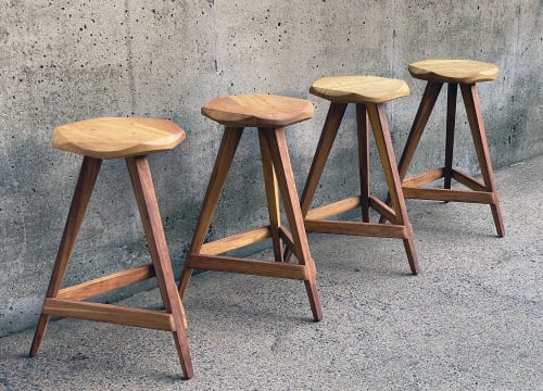 Modern Outdoor Barstool / Counter Stool in teak / mahogany | Chairs by Marco Bogazzi