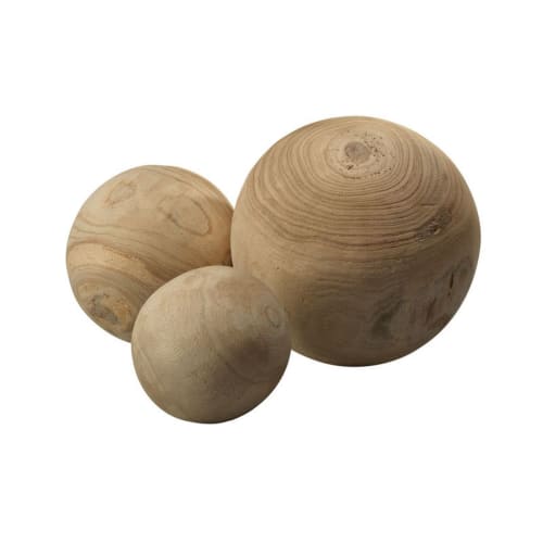 Set of Three Malibu Wooden Balls In Natural Wood | Decorative Objects by Kevin Francis Design