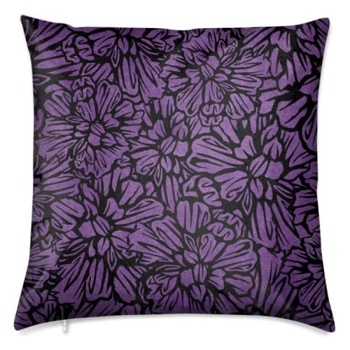 Marigold Pattern Velvet Cushion | Pillows by Sean Martorana