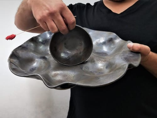 Black Ceramic Seder Plate Set for Passover | Serveware by YomYom